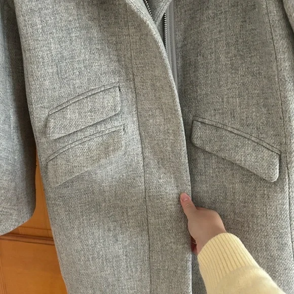 J.Crew Gray Italian Stadium Cocoon Coat 0 Petite - Picture 3 of 6